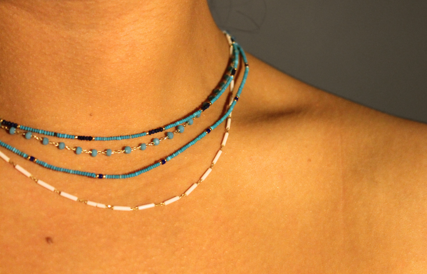 Yaz Kolyeleri - Turkuaz, Beyaz