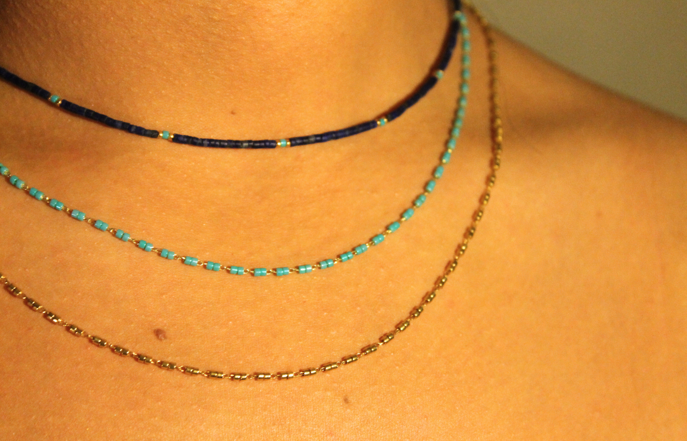 Yaz Kolyeleri - Lacivert, Turkuaz, Altın