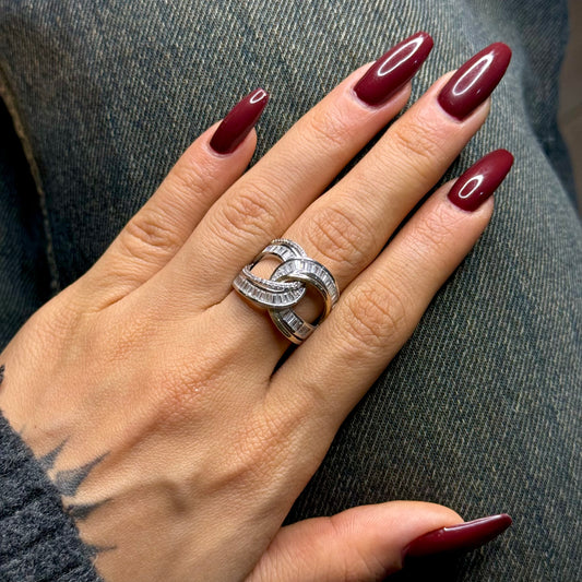 Baget Taşlı İç İçe Sıralı Yüzük