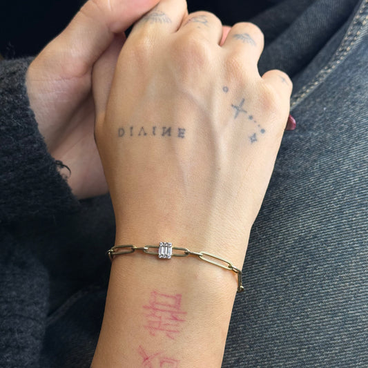 İnce Altın Baget Taşlı Eskitme Bileklik