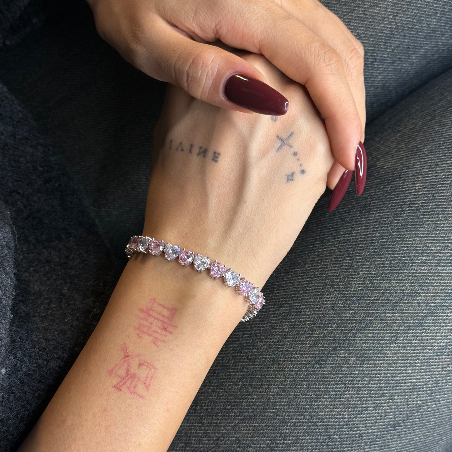 Pembe Beyaz Kalp Bileklik