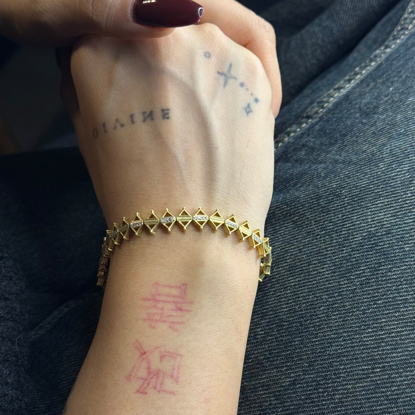 Üçgenli Altın Mikron Bileklik