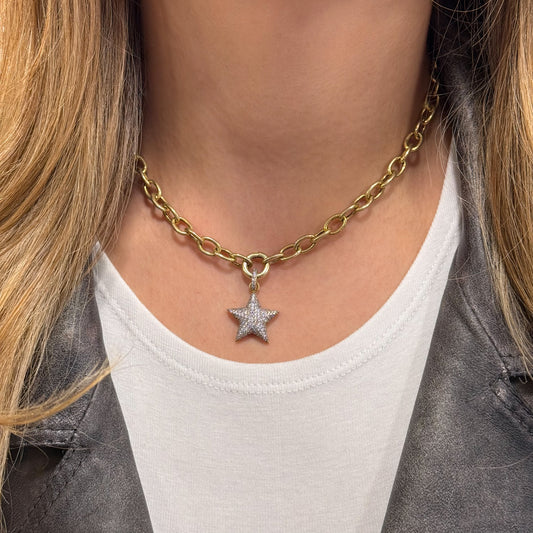 Kalın Zincirli Yıldız Kolye